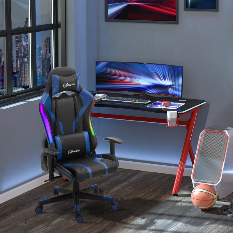 Nancy's Anfo Gaming Chair - Chaise de jeu - Ergonomique - Avec lumière LED - Rotatif - Noir / Bleu