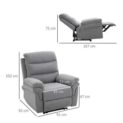 Nancy's Varzielas Relaxfauteuil - Relaxstoel - Ligstoel - Met Voetensteun - Grijs - Linnen