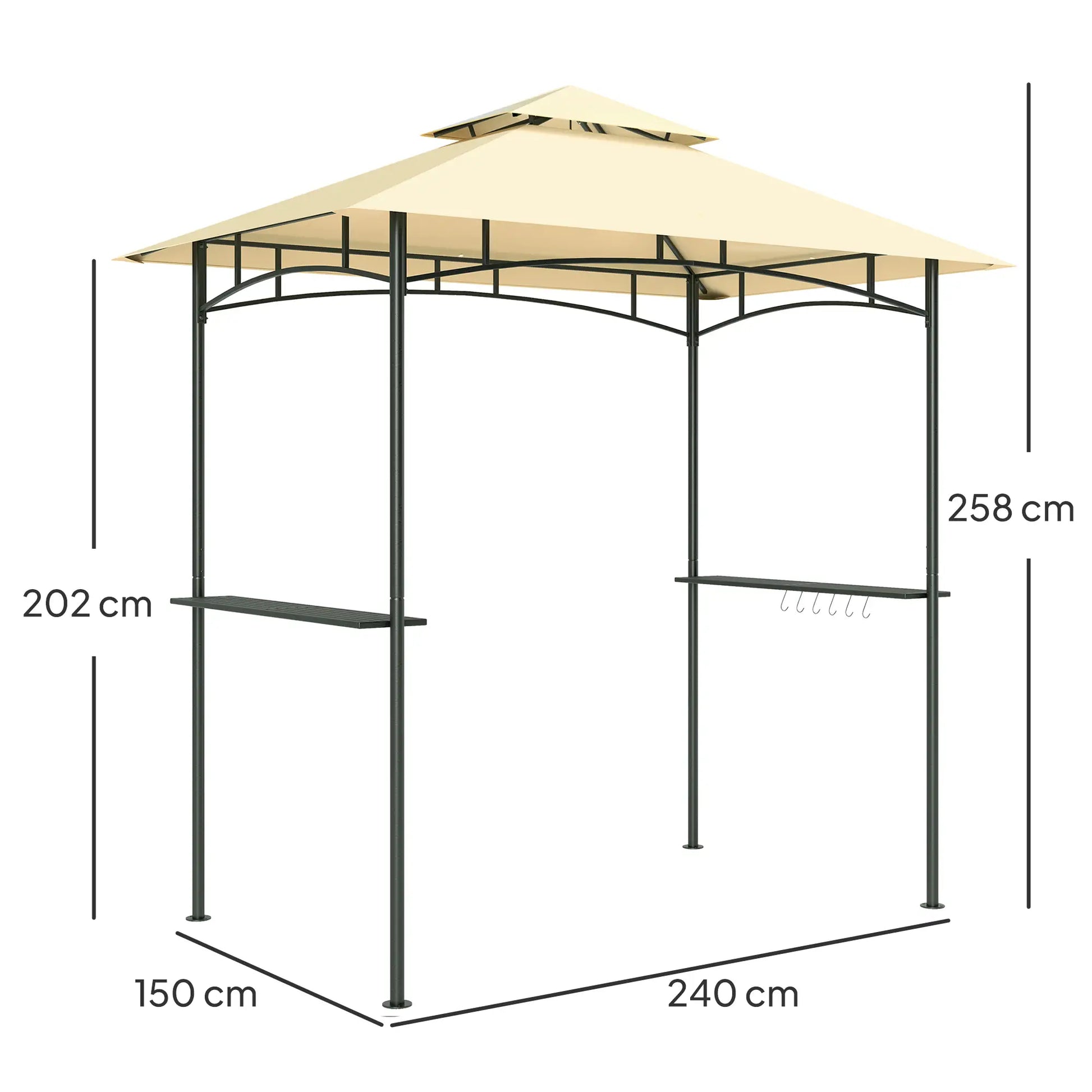 Nancy's Cagli Bbq overkapping - Bbq afdak - Barbecue Paviljoen - Beige - ± 240 x 150 x 260 cm