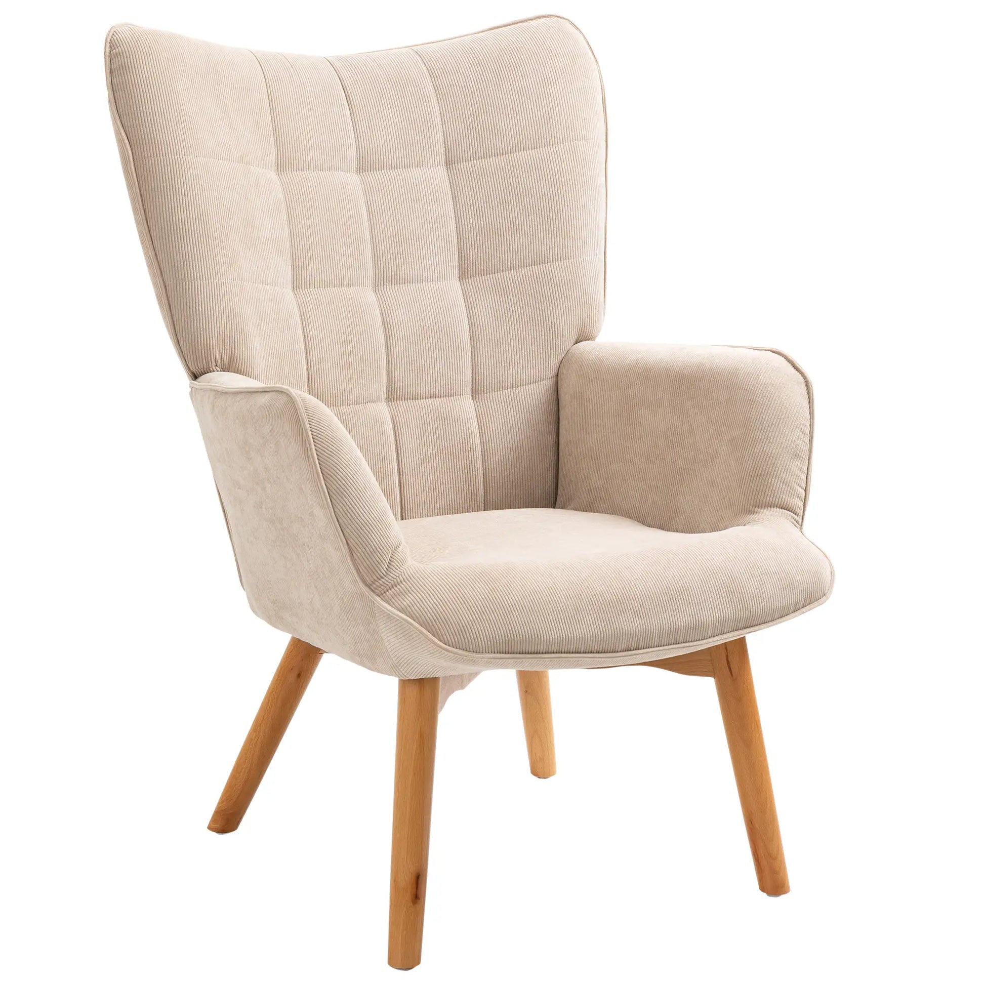 Nancy's Louriçal Relaxfauteuil met Hocker - Relaxstoel - Loungestoel - Beige - Ribfluweel