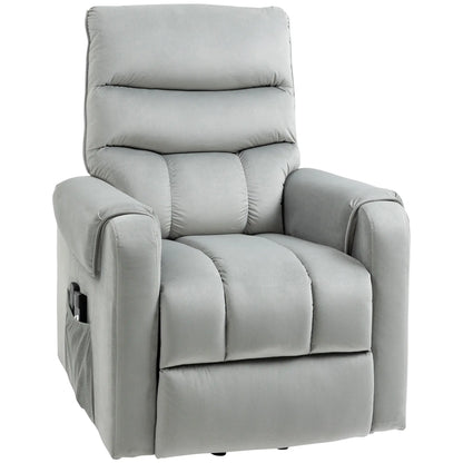 Nancy's Ruiva Sta op stoel - Opsta stoel - Seniorenstoel - Massagestoel - Relaxfauteuil - Grijs - Fluweel