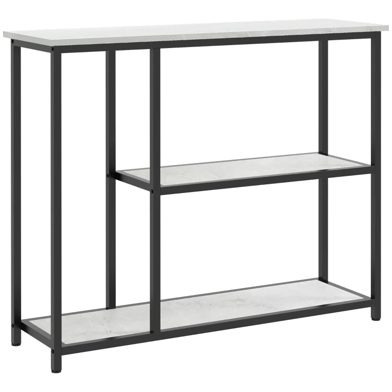 Nancy's Bornes Sidetable - Console table - Sideboard - Side table - White / Black - Marble look - Steel - 100 x 30 x 80 cm