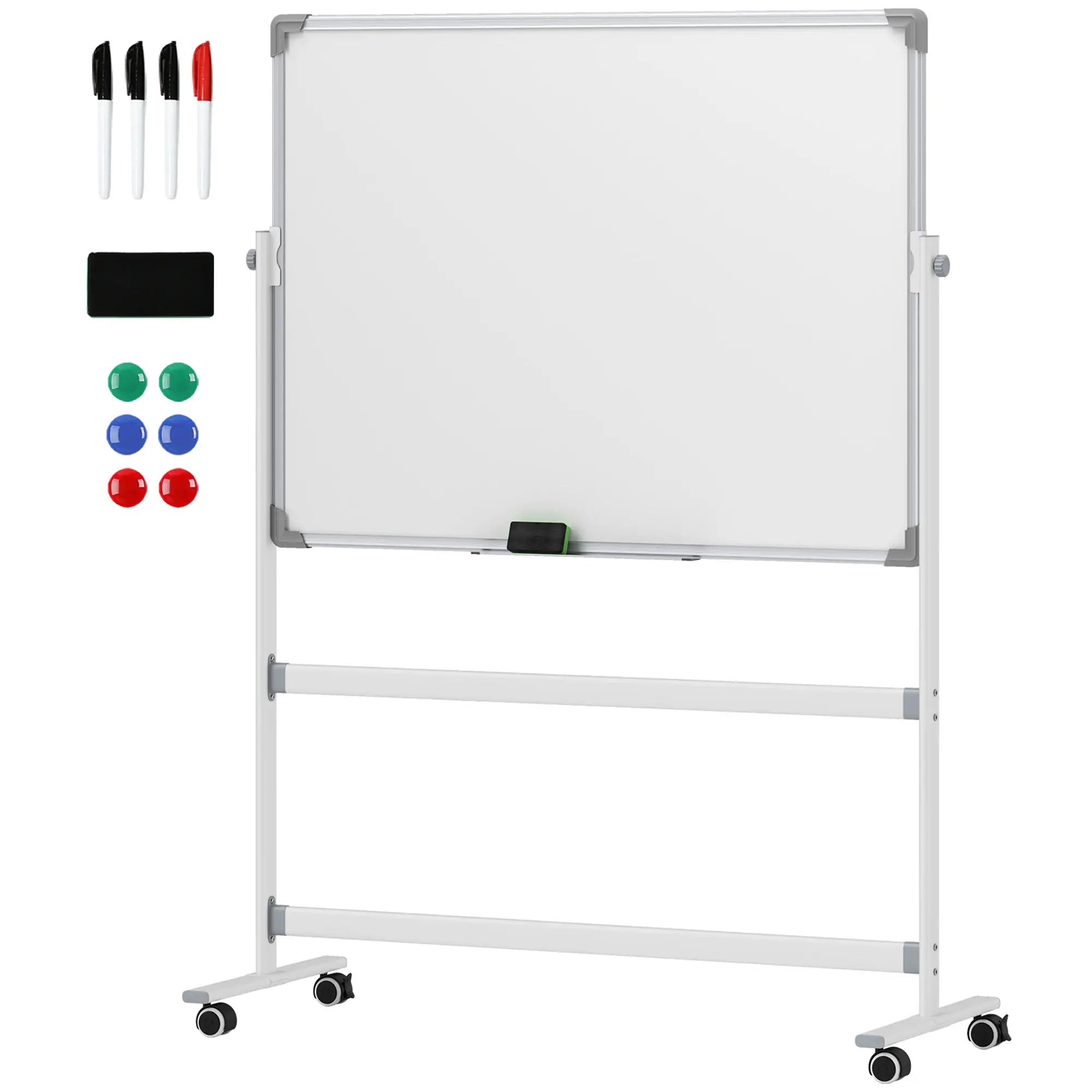 Nancy's Infias Whiteboard - Magneetbord - Draaibaar en Verrijdbaar - Inclusief accessoires - ± 130 x 50 x 165 cm