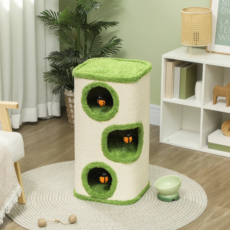 Nancy's Arcosso Krabpaal - Kattentoren - Kattengrot - Kattenboom - Groen / Crème Wit - ± 40 x 40 x 75 cm