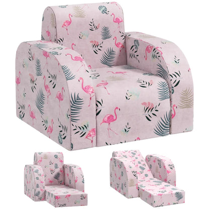 Nancy's Kiddo Kinderstoel - Kinderfauteuil - Kinderbankje - Uitklapbaar - Roze - Flamingo