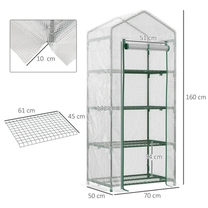 Nancy's Pedreiras Kweekkas - Minikas - Plantenhuis - Tuinkas - Plantenkas - Wit - 70 x 50 x 160 cm