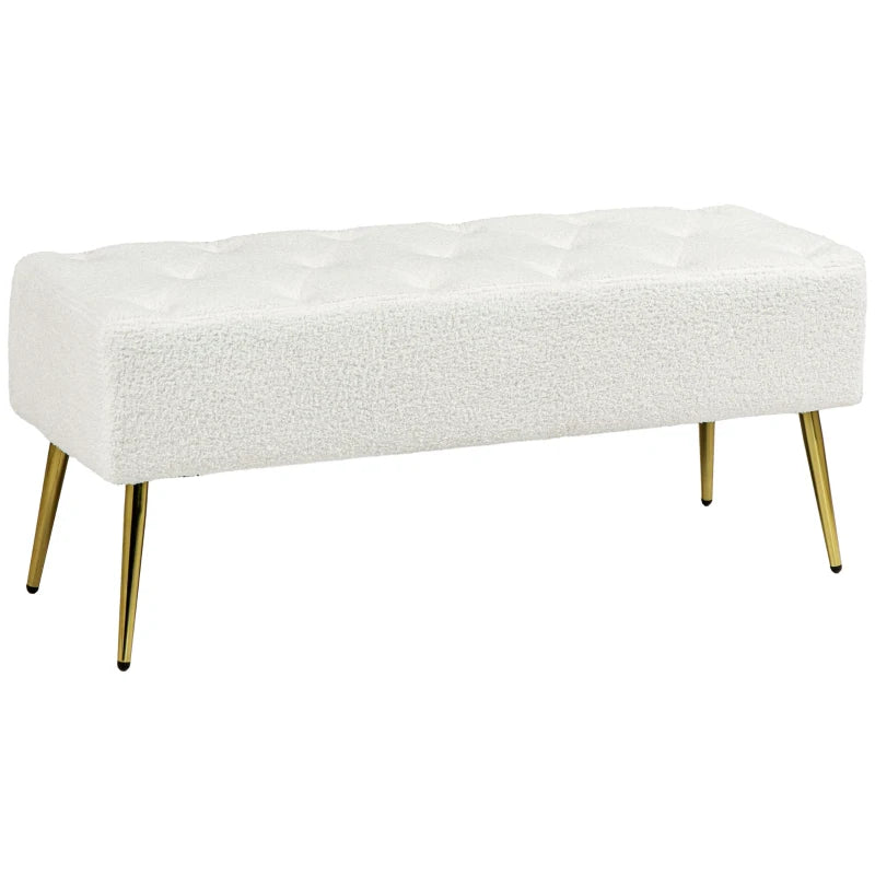 Banc de couloir Campea de Nancy - Banc - Banc - Crème / Or - Laine / Acier - ± 110 x 40 x 45 cm