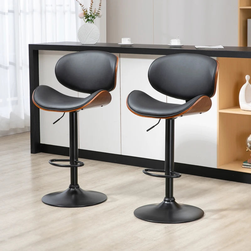 Nancy's Altomonte Bar Stools - Kitchen Stool - Set of 2 - Adjustable Height - Black - Faux Leather