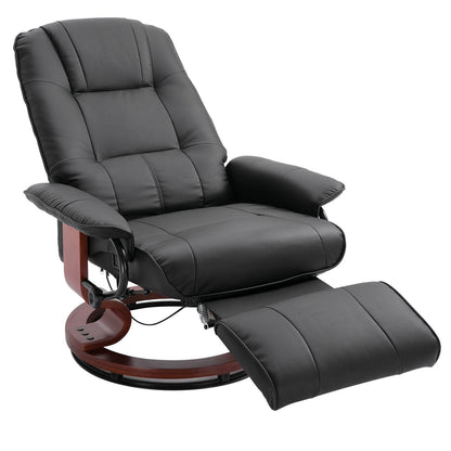 Nancy's Mayfield Relaxfauteuil - Ligstoel - Kunstleer - Voetensteun - Draaibaar - Kantelbaar - Hout - Zwart