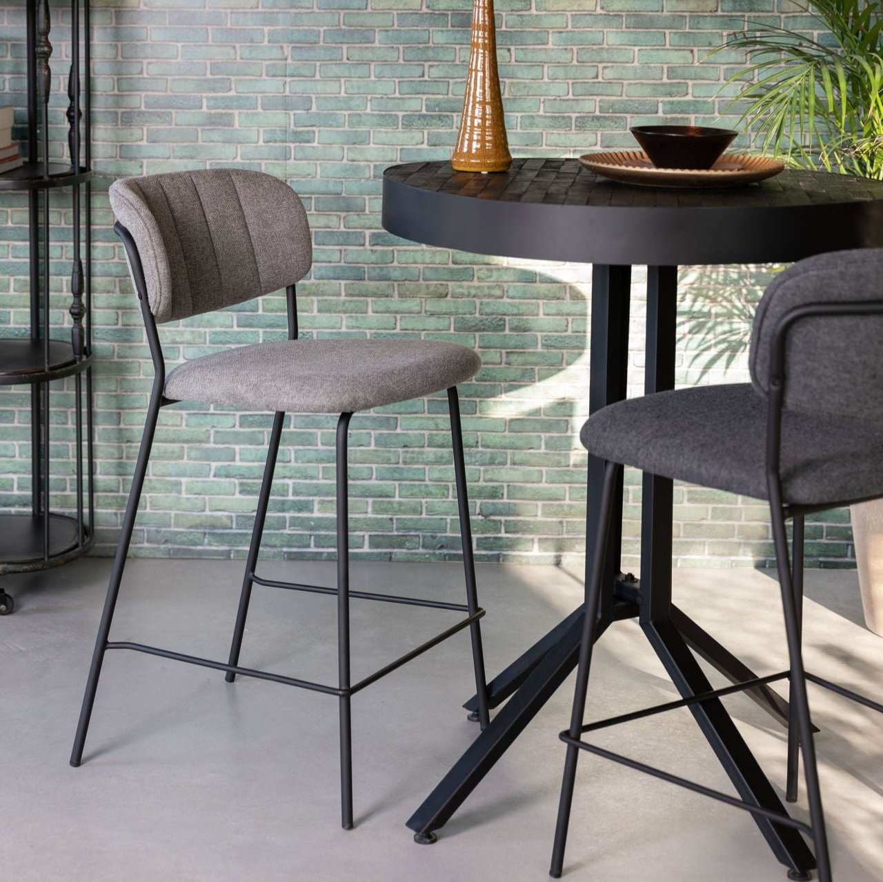 Nancy's Pine Lake Park Stool - Modern - Black, Gray - Polyester, Steel, Pu - 54 cm x 48 cm x 89 cm