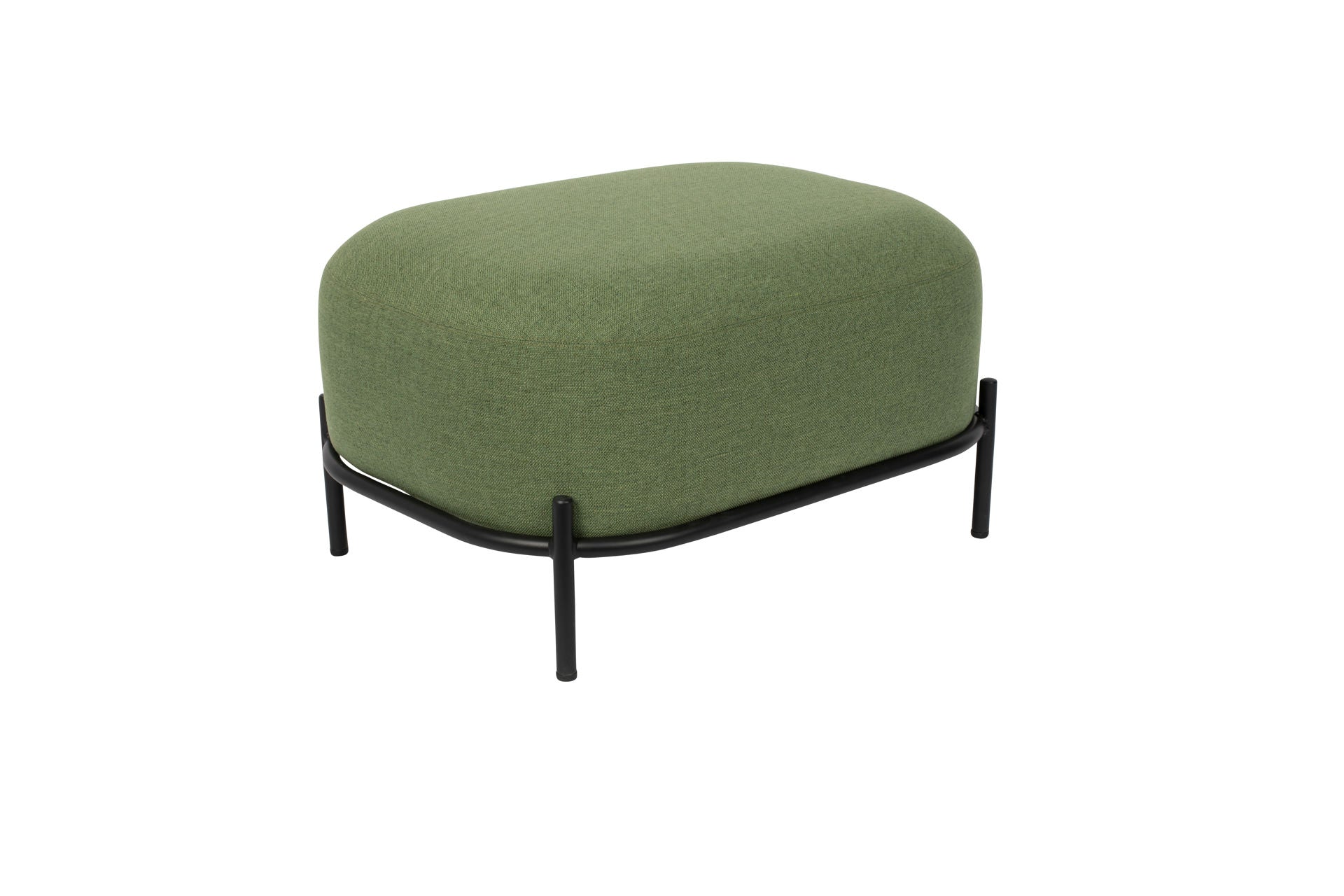 Nancy's Wakefield Hocker - Krukje - Poef - Groen / Zwart - Stof / Staal - ± 65 x 50 x 35 cm