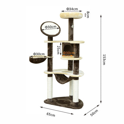 Nancy's Whitehaven Krabpaal - Klimboom - Kattenhuis - Bruin - Pluche - ± 65 x 50 x 155 cm