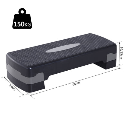 Nancy's Bennetts Aerobic Step - Fitness Step - In Hoogte Verstelbaar - Zwart / Grijs - ± 70 x 30 x 15 cm