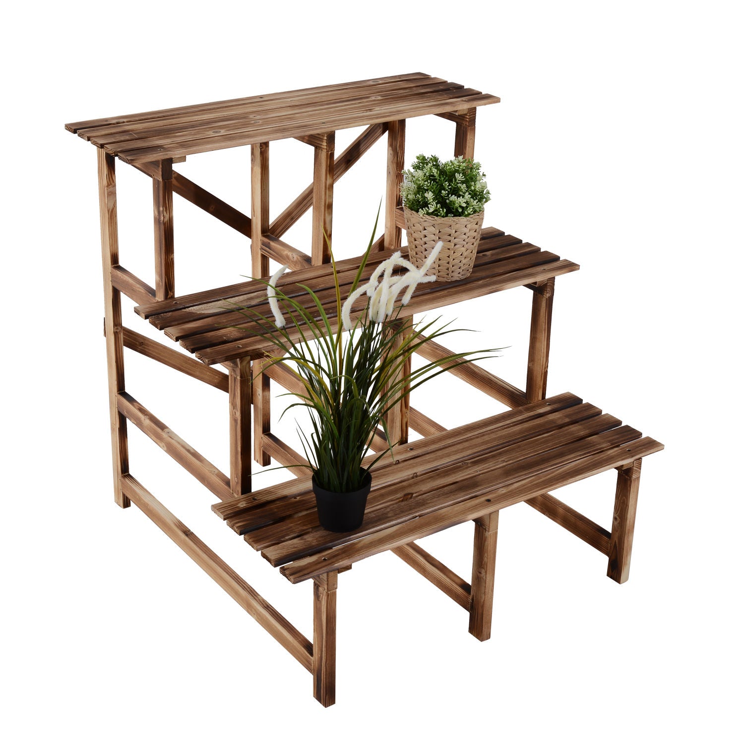 Nancy's Camp Two Plant Stairs - Bruin - Firwood - 31,49 cm x 31,49 cm x 31,49 cm