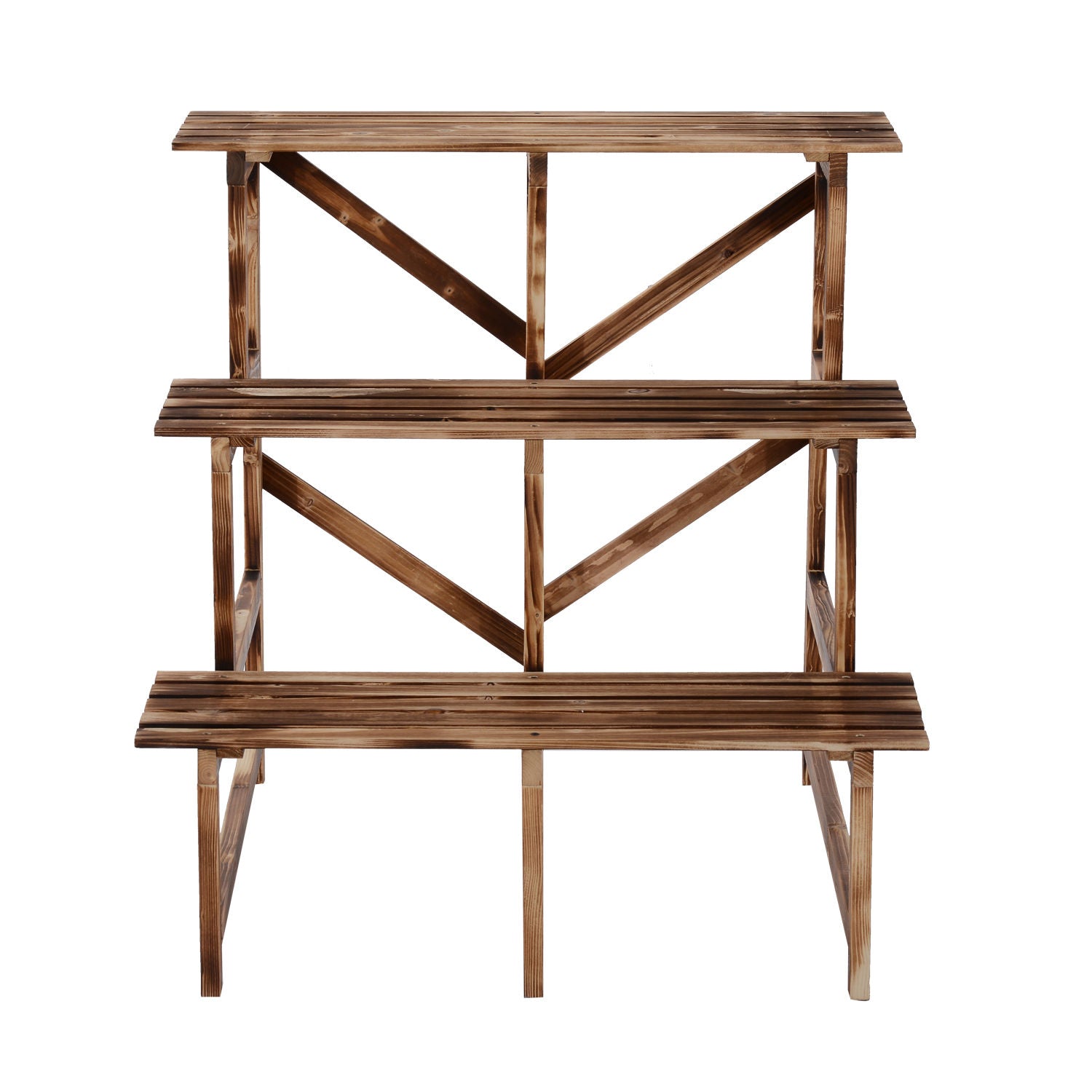 Nancy's Camp Two Plant Stairs - Bruin - Firwood - 31,49 cm x 31,49 cm x 31,49 cm