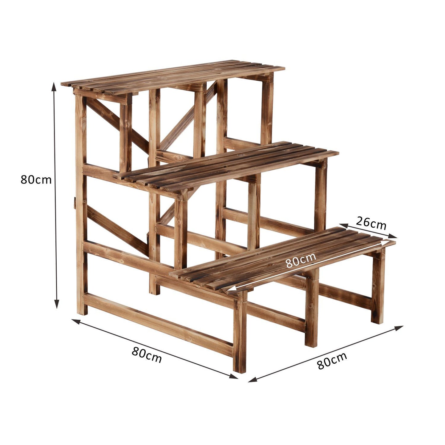 Nancy's Camp Two Plant Stairs - Bruin - Firwood - 31,49 cm x 31,49 cm x 31,49 cm