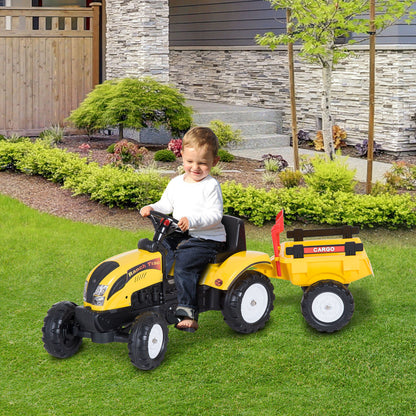 Nancy's Dawsons Traptractor met Aanhanger - Trapauto - Geel / Zwart