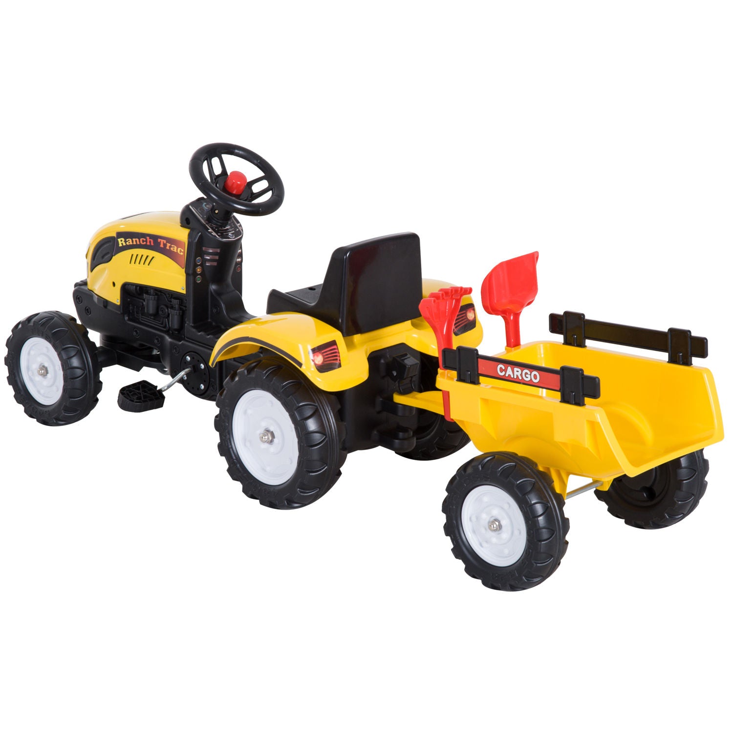 Nancy's Dawsons Traptractor met Aanhanger - Trapauto - Geel / Zwart