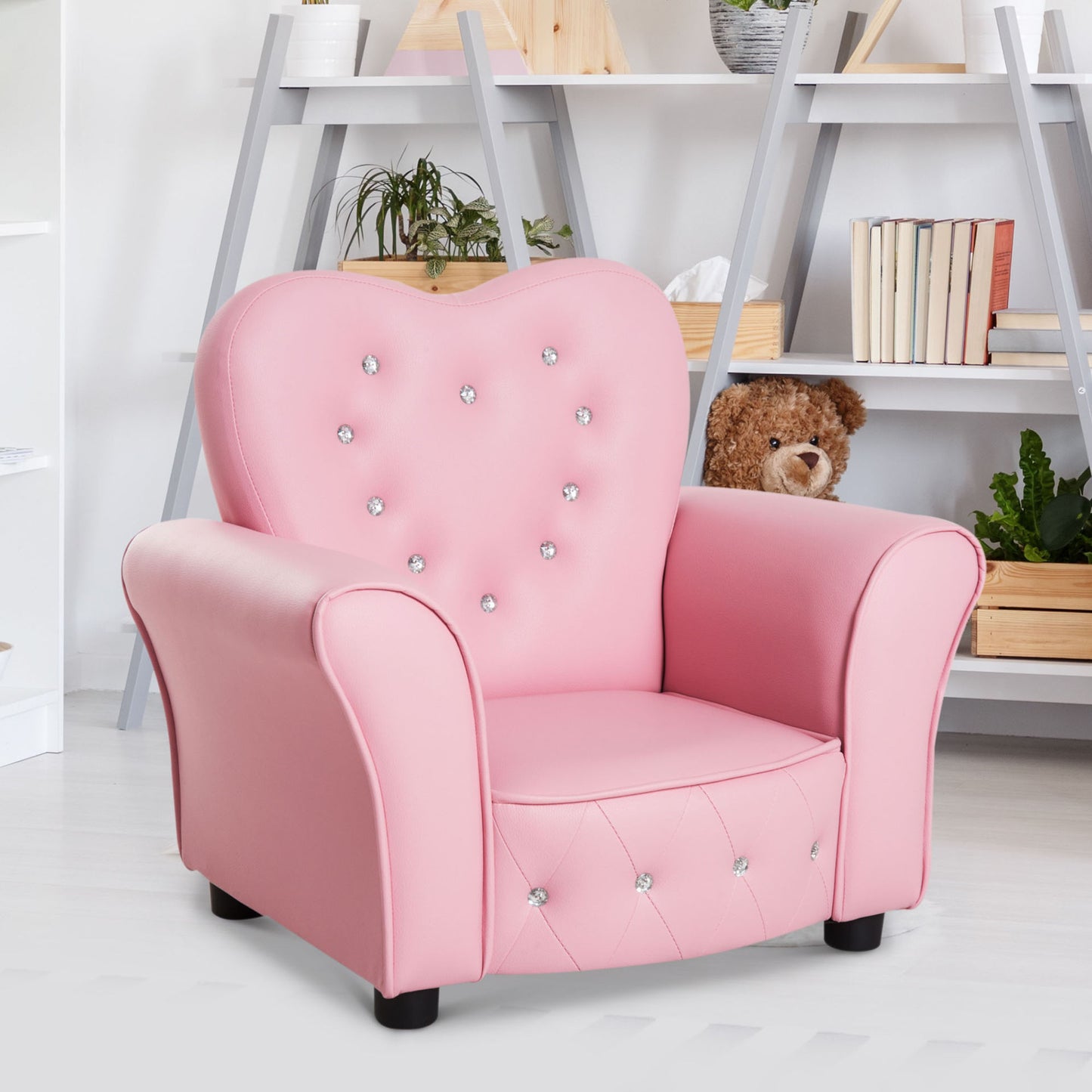 Nancy's Fresco Kinderbank - Kinderfauteuil - Kinderstoel - Hartvormig - Roze