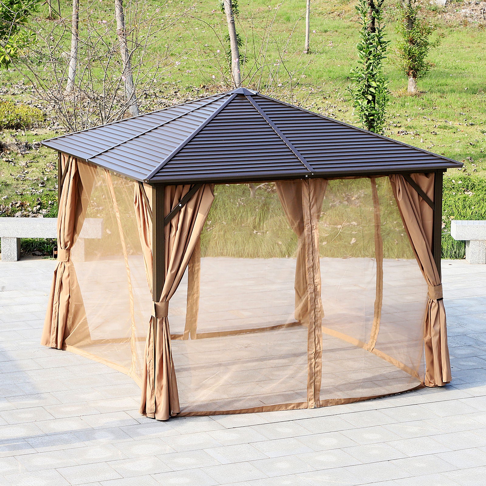 Nancy's Isabella Paviljoen - Partytent - Tuin Paviljoen - Bruin - ± 300 x 300 x 260 cm