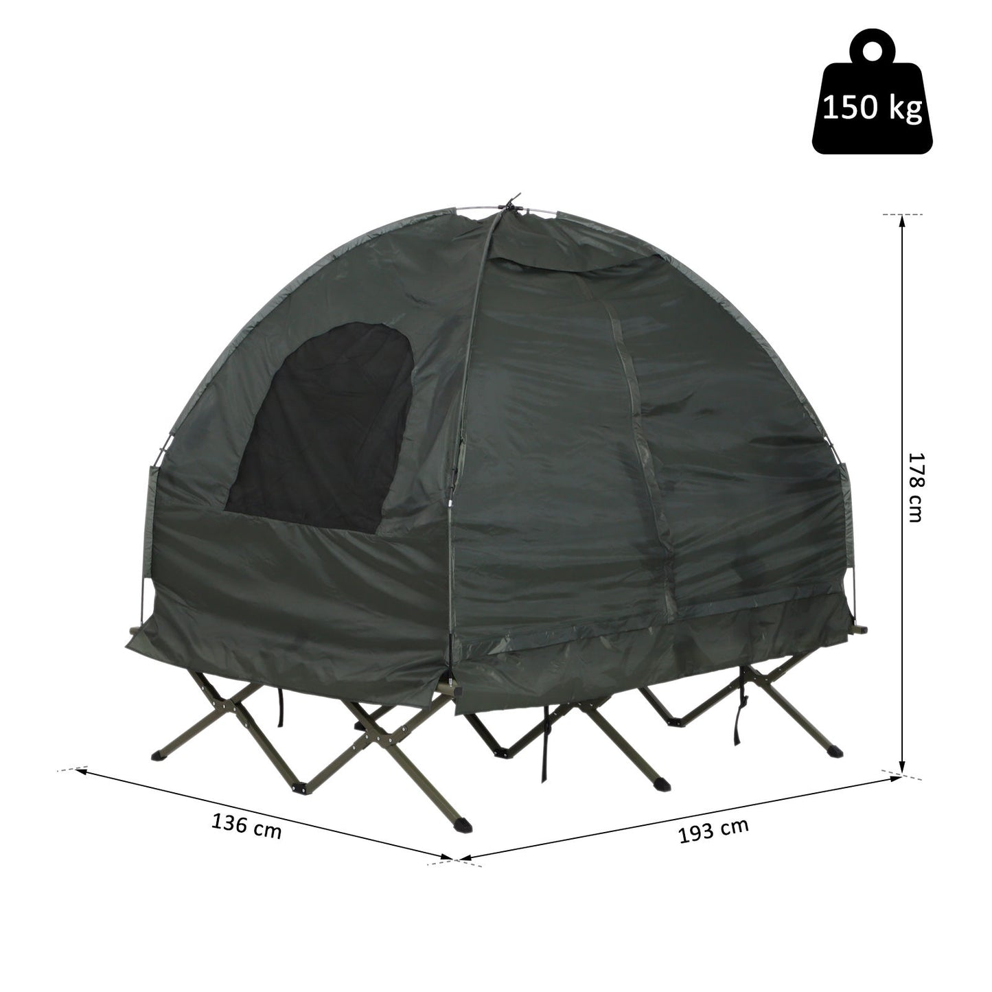 Nancy's Pacbitun Kampeertent - Camping tent - Met 2 Persoons Matras Groen - ± 195 x 145 x 180 cm