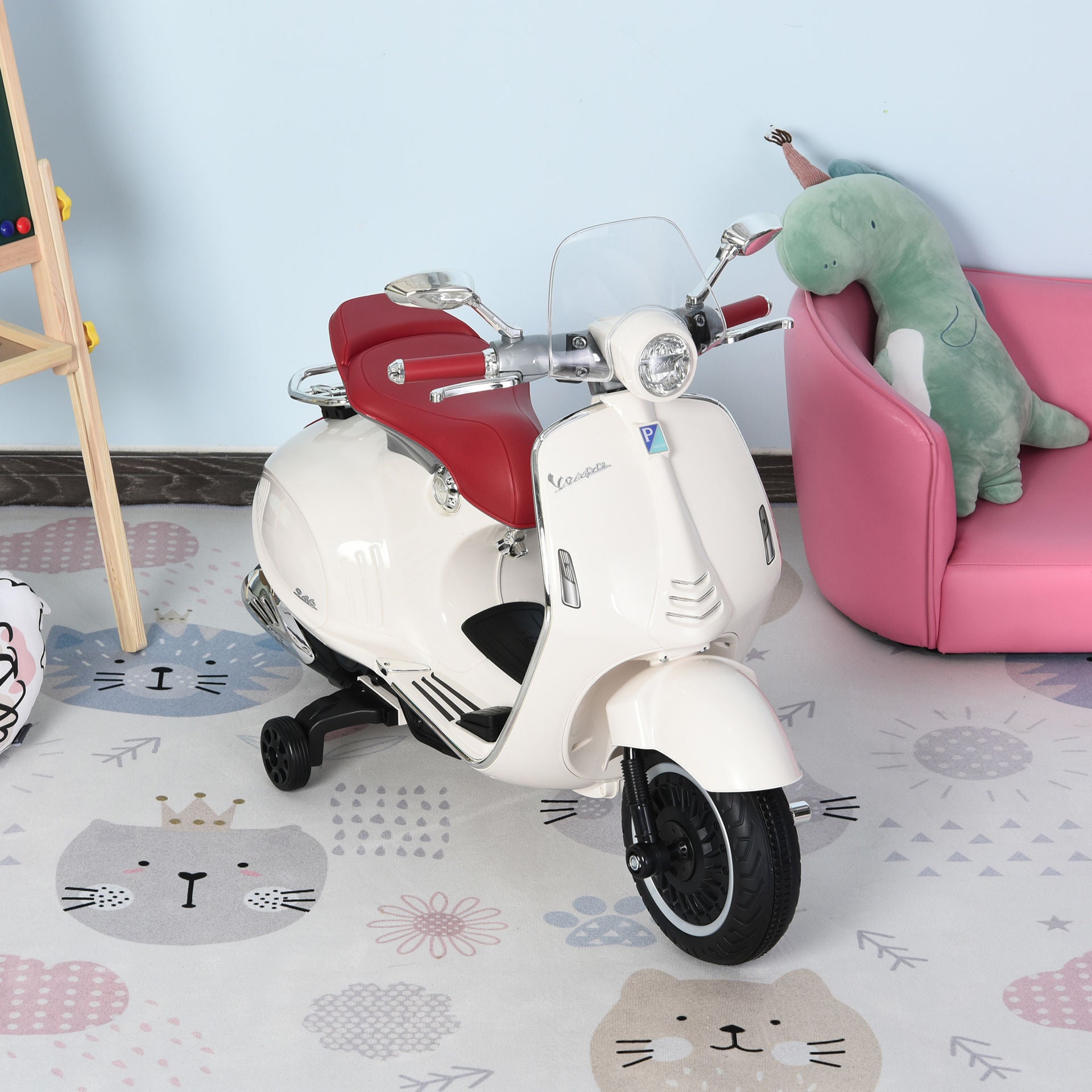 Nancy's Vera Elektrische Kindermotor - Elektrische Voertuig - Kindervoertuig - Kinder Vespa - Muziek / Verlichting - Wit