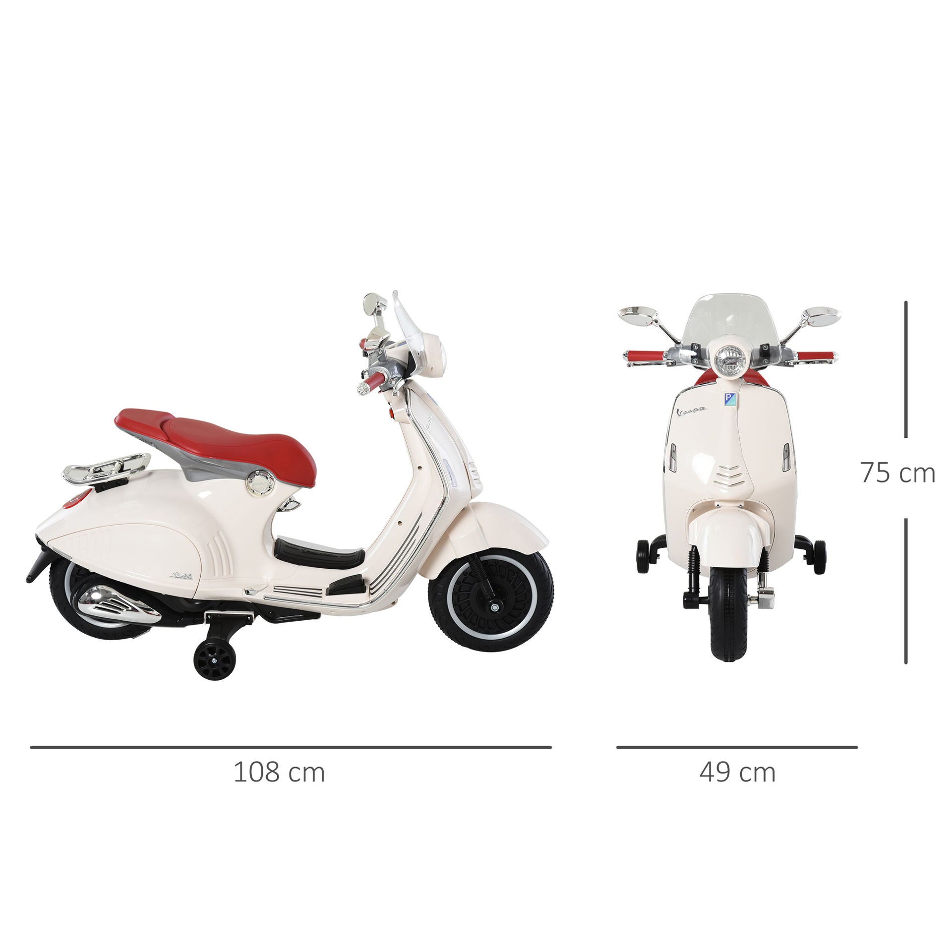 Nancy's Vera Elektrische Kindermotor - Elektrische Voertuig - Kindervoertuig - Kinder Vespa - Muziek / Verlichting - Wit