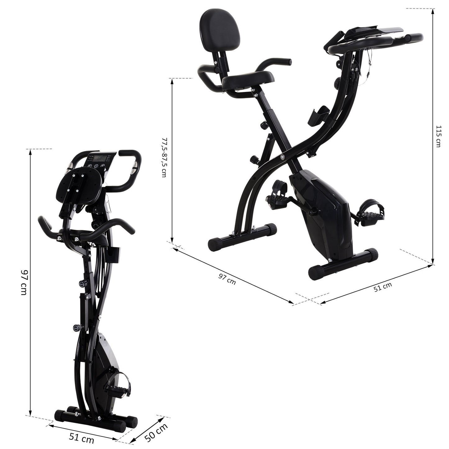 Nancy's Na Luum Hometrainer - Bicycle Trainer - Adjustable Resistance and Height - LCD Monitor - Black