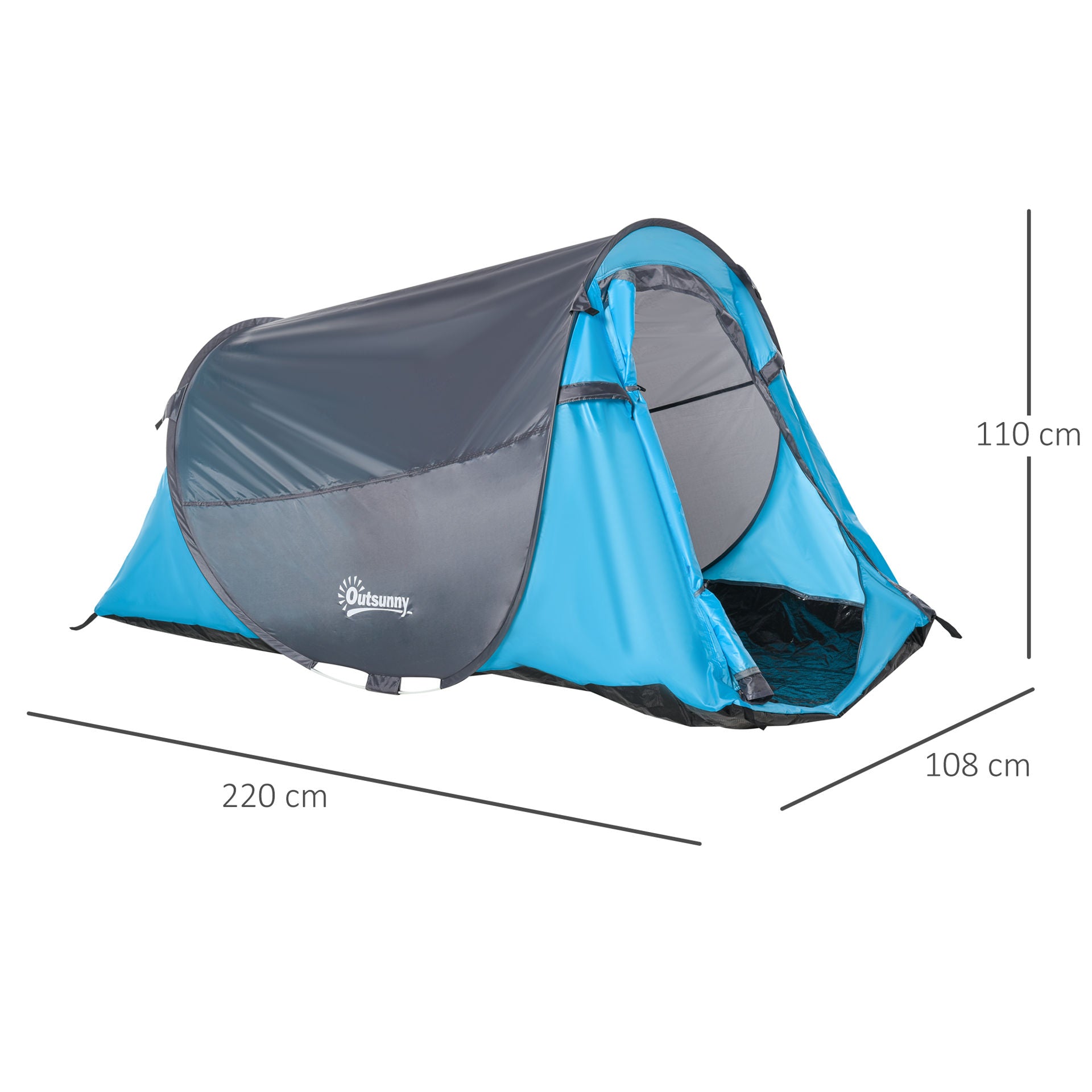 Nancy's Trio Camp Kampeertent - Strandtent - Blauw - ± 220 x 110 x 110 cm