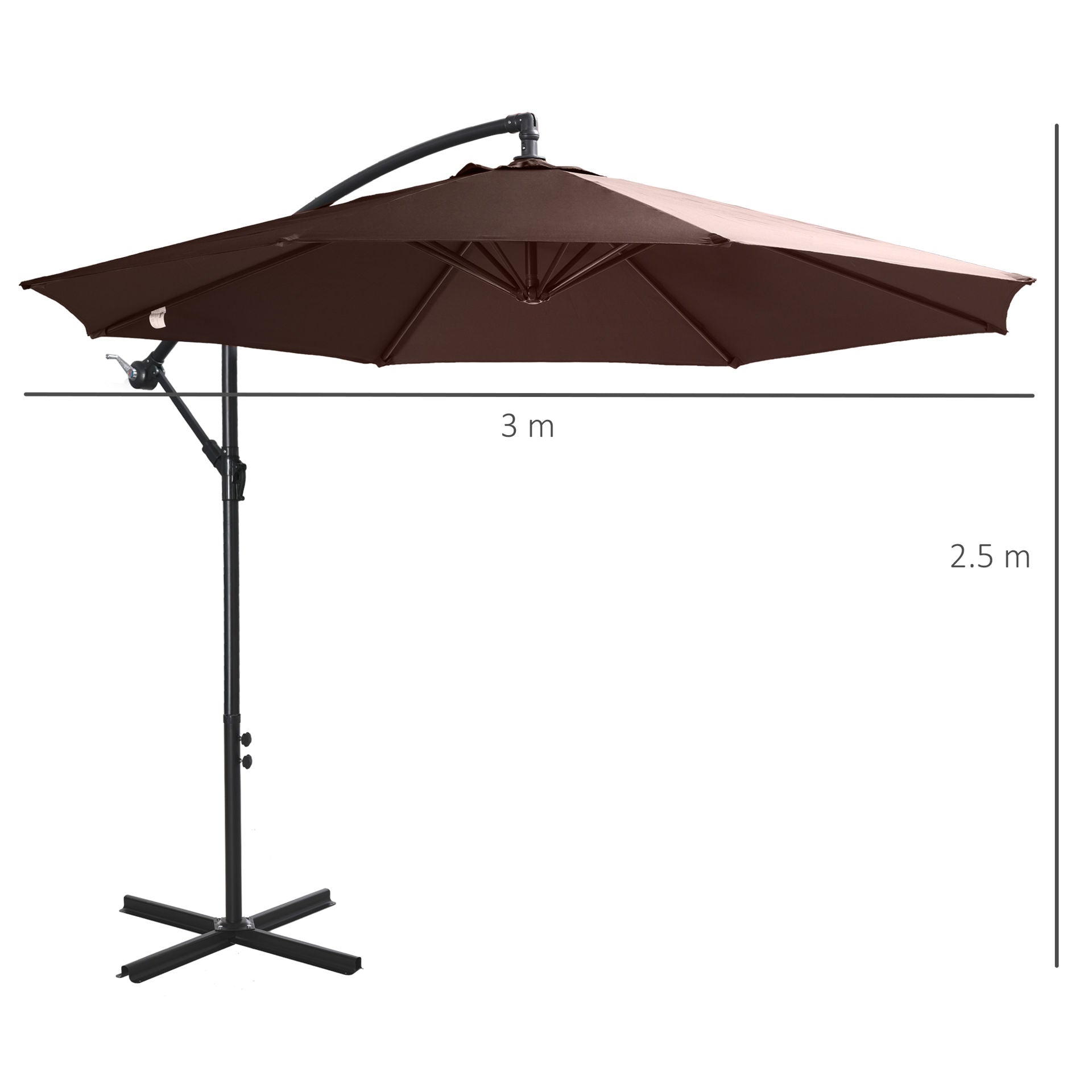 Nancy's Crown Land Sun Garden Cantilever Parasol - Koffie - Ø 300 cm