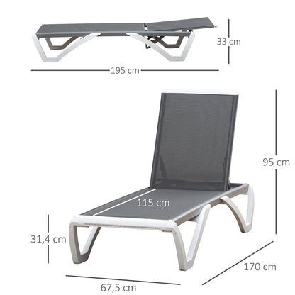 Nancy's Piebra Ligbed - Loungebed - Ligstoel - Grijs - Aluminium