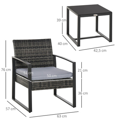 Nancy's Stuart Cay 5-delige Tuinset met Kussens - Tuin Set - Bistroset - Loungeset - Grijs - Rotan