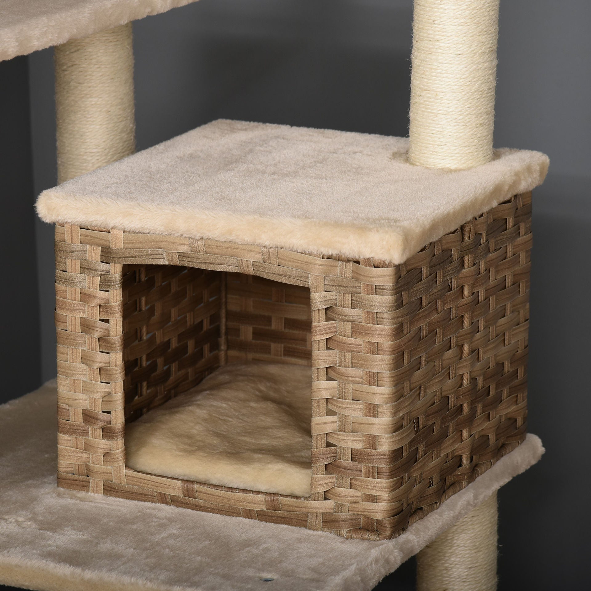 Nancy's Bethaven Krabpaal - Beige, Bruin - MDF, Pluche, Sisal 174 cm hoog