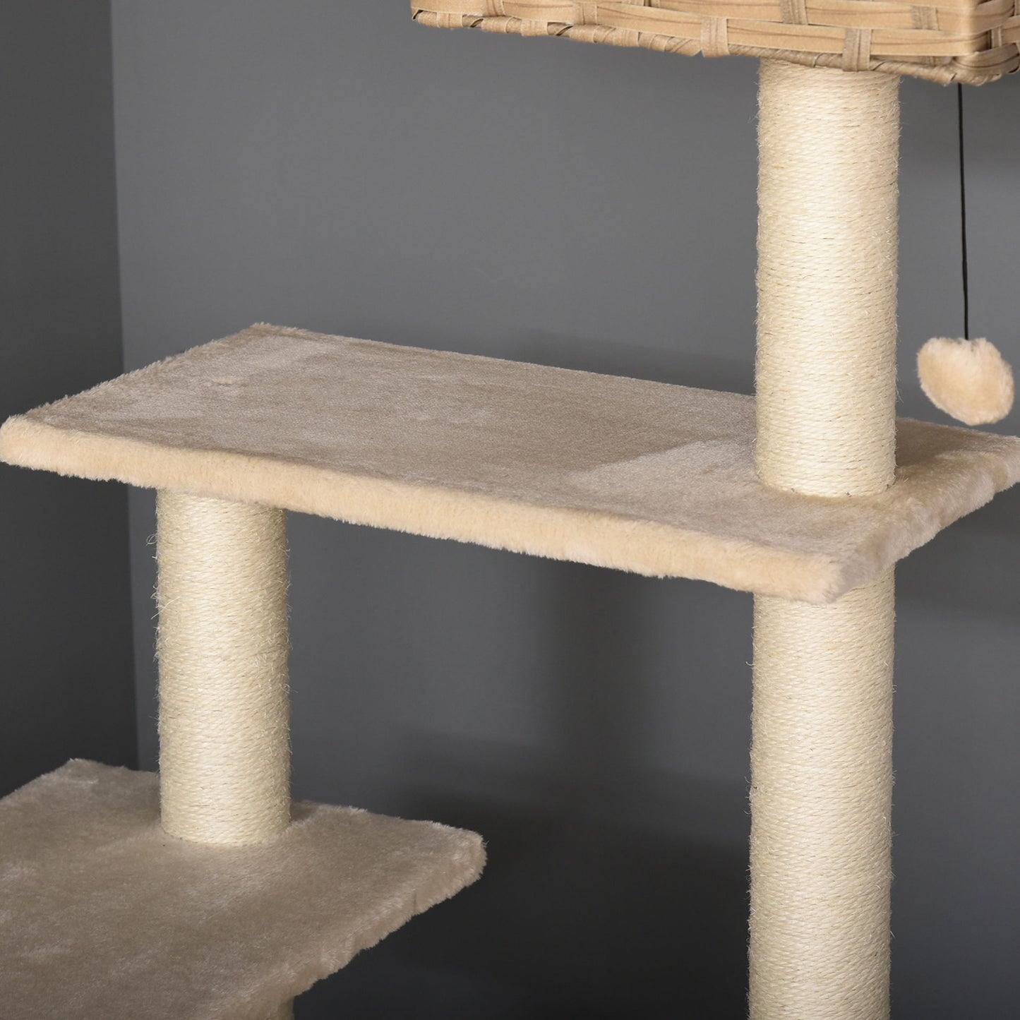 Nancy's Bethaven Krabpaal - Beige, Bruin - MDF, Pluche, Sisal 174 cm hoog