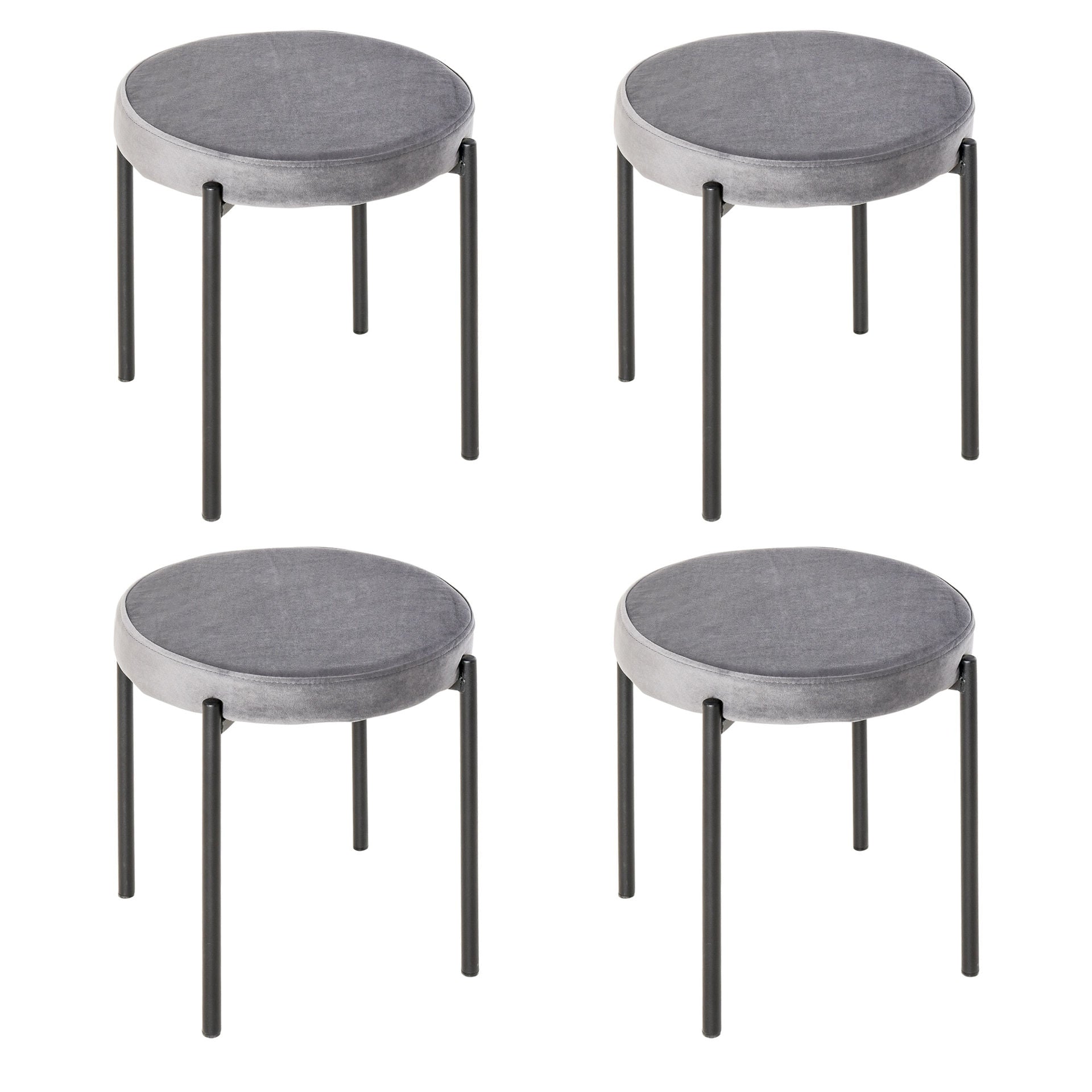 Nancy's Nelson Bay Set of 4 Dining Room Stools - Stools - Gray - Velvet