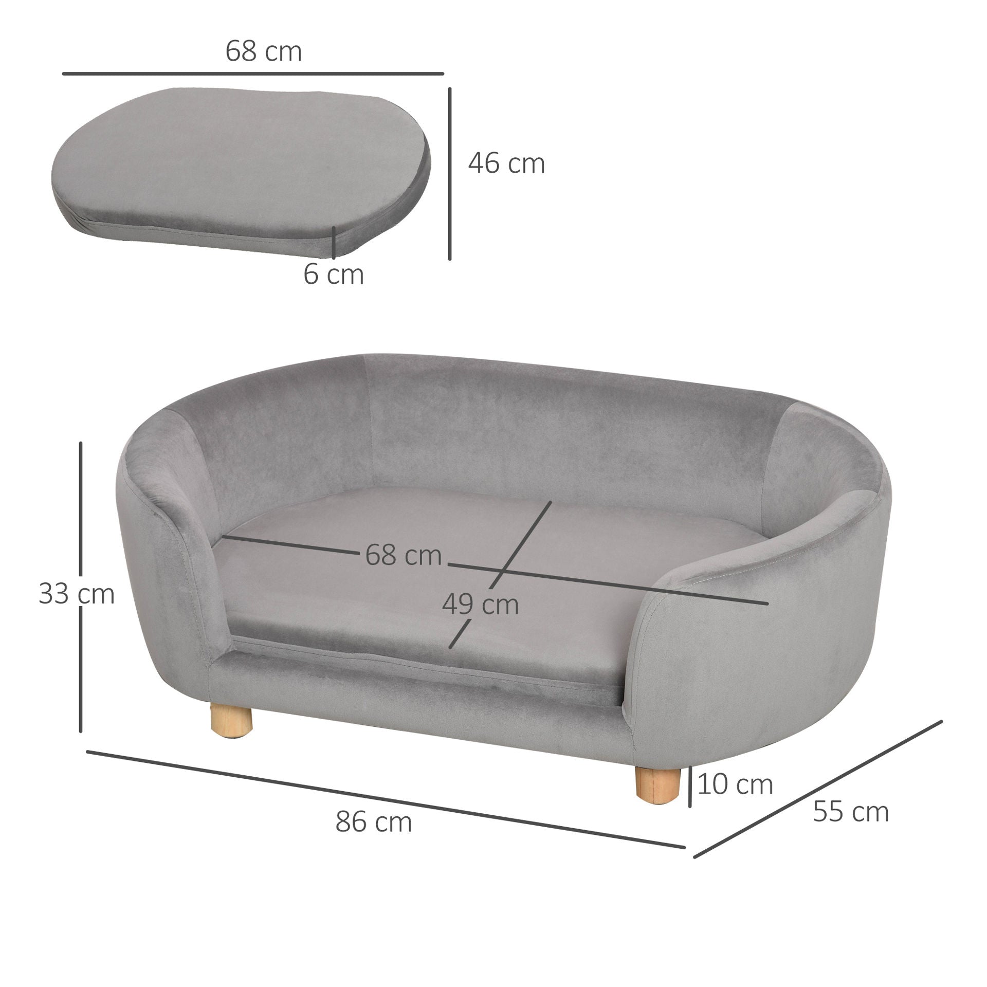 Nancy's Adams Pond Hondenmand - Hondenbed - Fluweel - Grijs - ± 85 x 55 x 30 cm