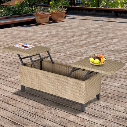 Nancy's Afton Road Polyrattan Side Extendable Table - Garden Table - Khaki - Rattan