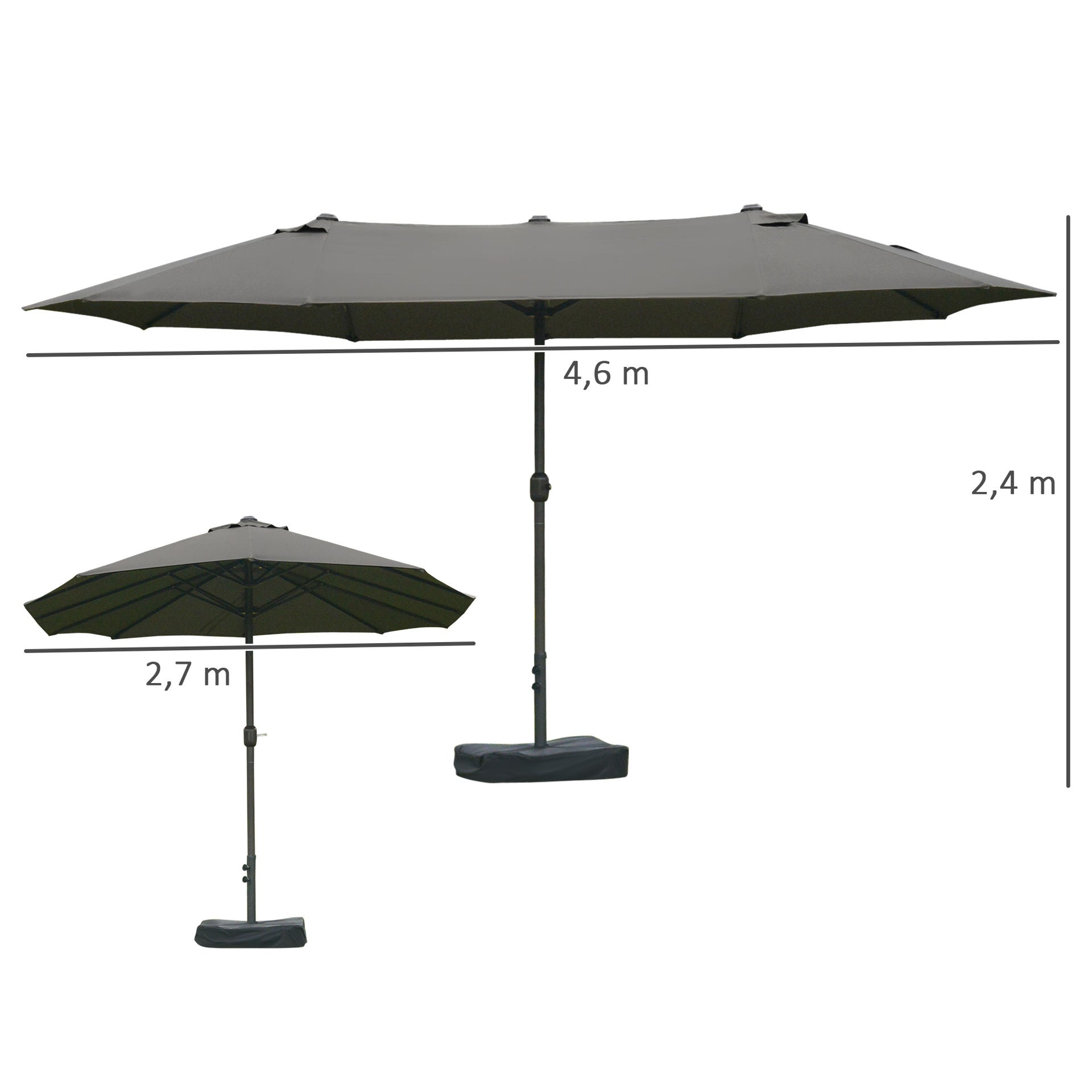 Nancy's Alba Lake Parasol - Grijs - 460 x 270 cm