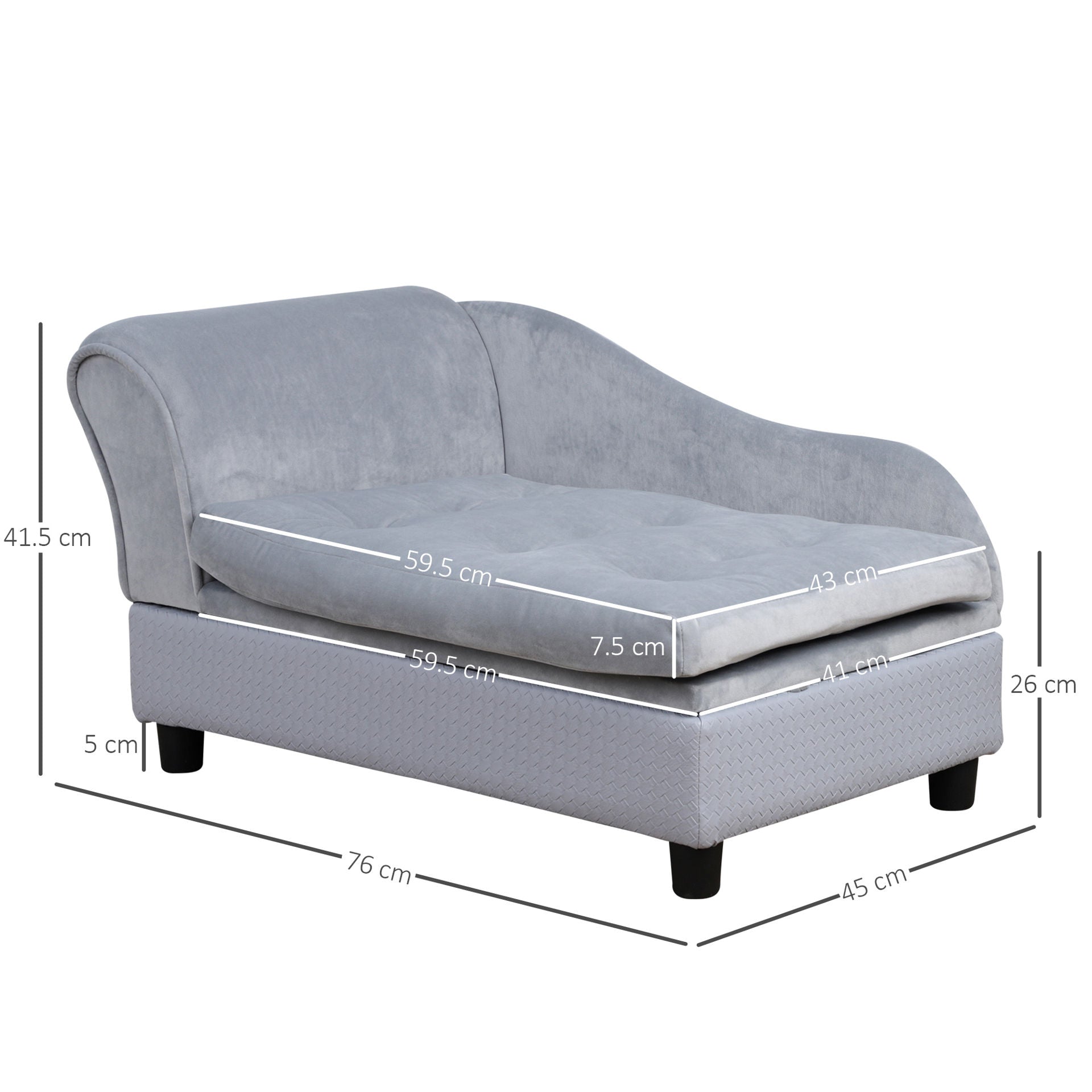 Nancy's Allouez Hondensofa met mat, hondenbed, hondenmat, hondensofa met opbergruimte