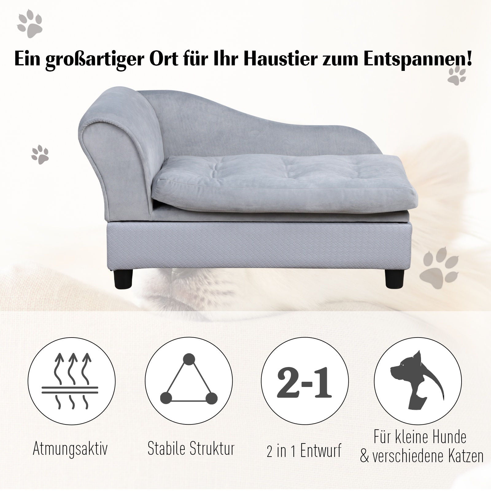 Nancy's Allouez Hondensofa met mat, hondenbed, hondenmat, hondensofa met opbergruimte