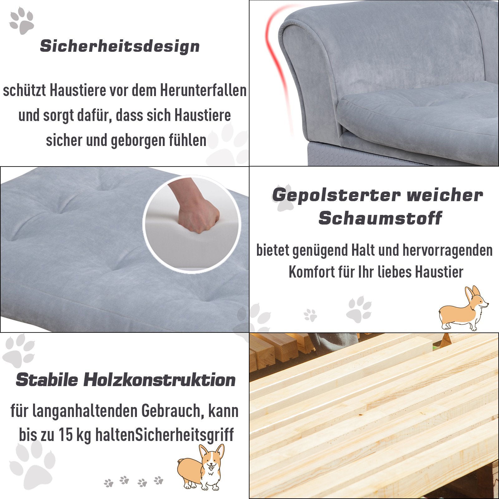 Nancy's Allouez Hondensofa met mat, hondenbed, hondenmat, hondensofa met opbergruimte