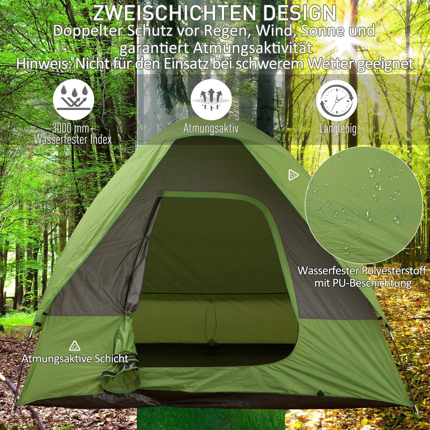 Nancy's Amherst Kampeertent - Groen - Polyester, Pe, Glasvezel - 118,11 cm x 118,11 cm x 90,55 cm