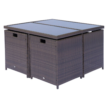 Nancy's Ardendale Polyrattan Tuinset 9-delig met kussens - Tuintafel set - Tuinmeubelen - Bruin - Rotan