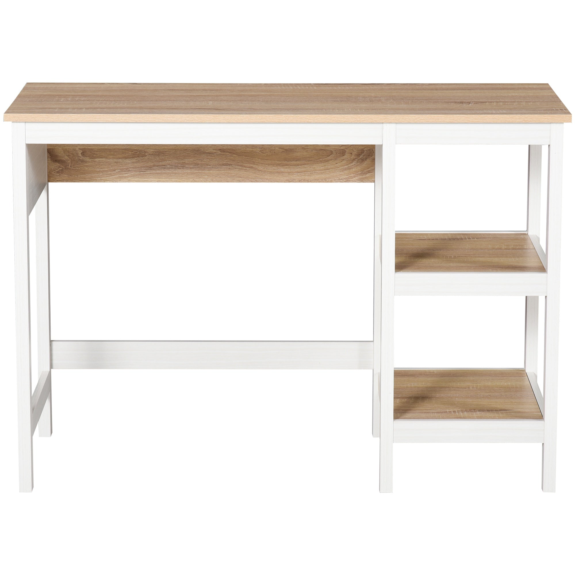 Bureau Dinasaur de Nancy - 2 étagères - Espace de rangement - MDF - Naturel/Blanc - 110 x 48 x 76,2 cm - Bois d'ingénierie - Naturel - Blanc