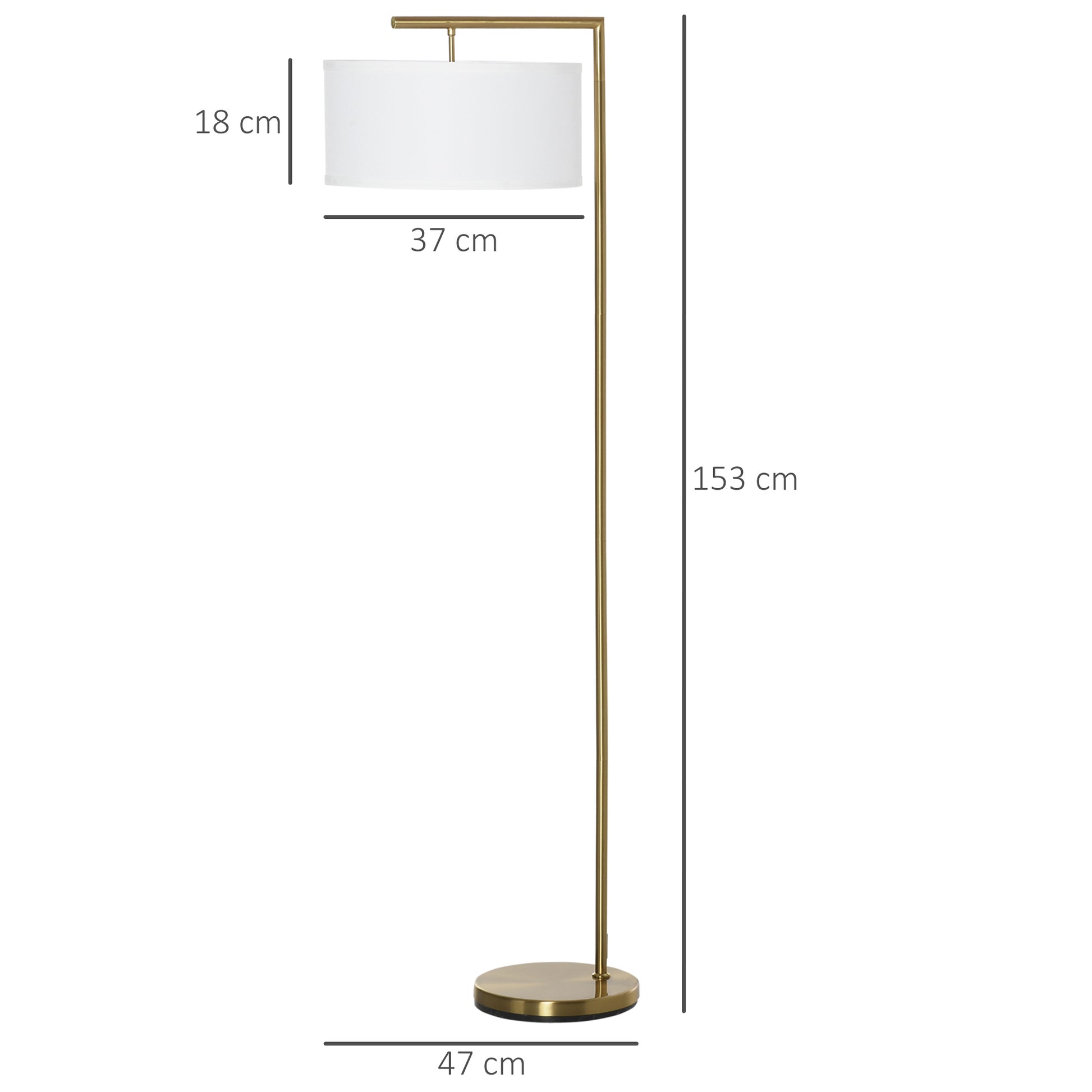 Nancy's Springville Vloerlamp - Staande Lamp - Goud / Wit - Staal / Stof