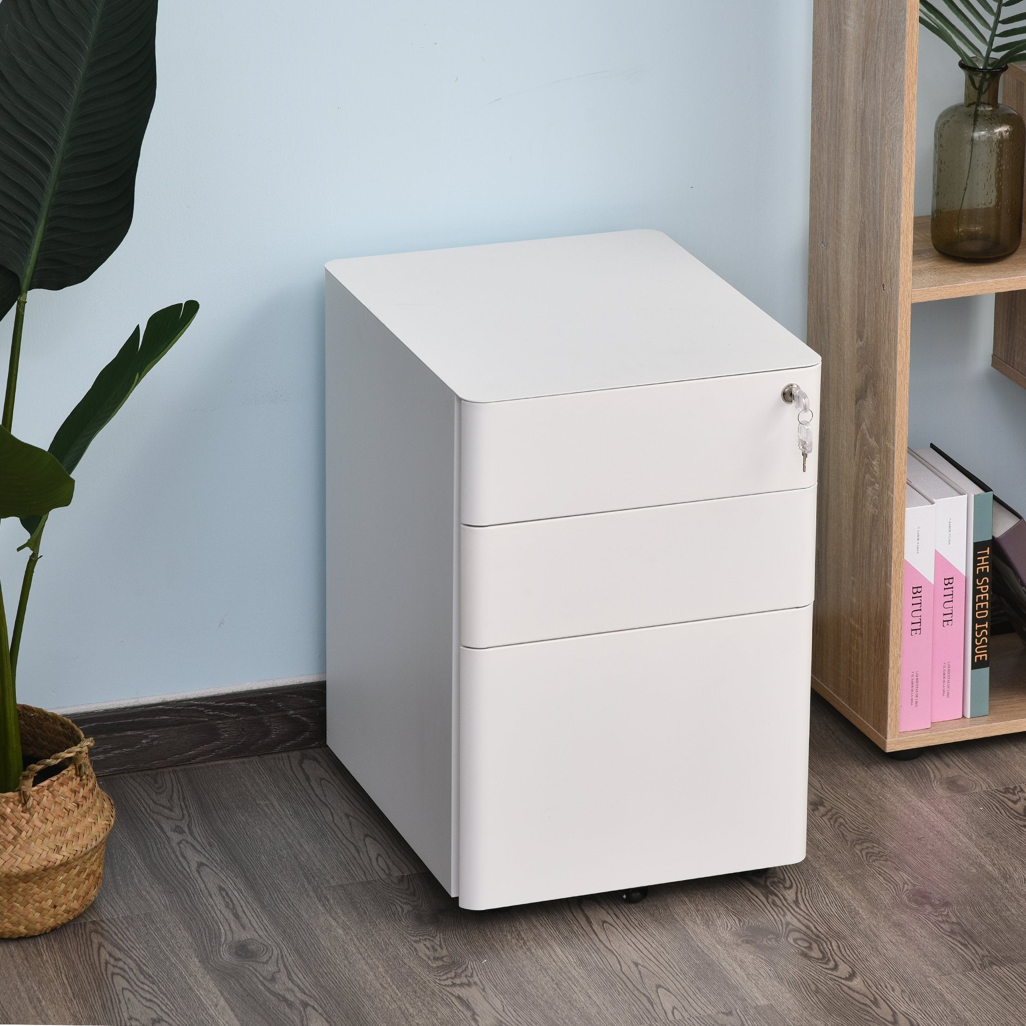 Classeur Sausalito de Nancy - Bloc à tiroirs - Armoire de bureau - Blanc - Acier - ± 40 x 50 x 60 cm