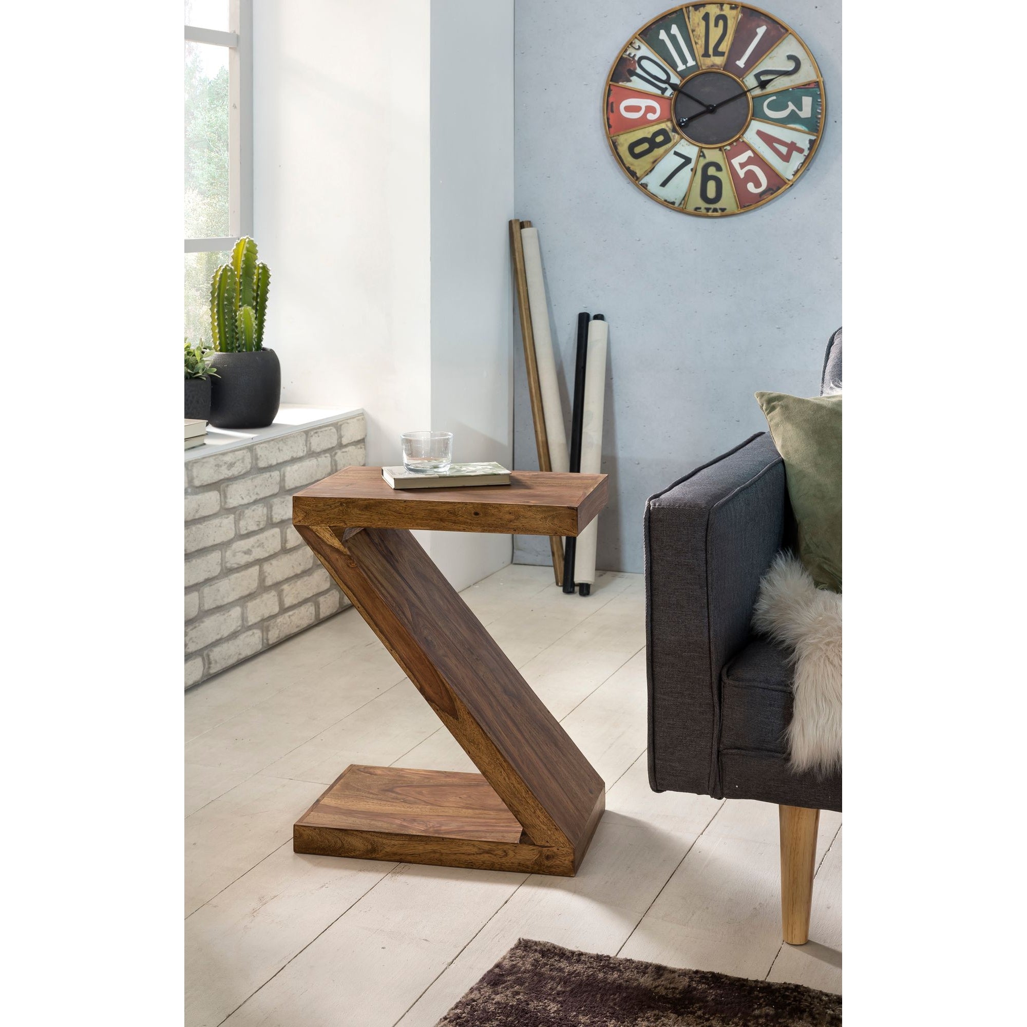 Nancy's Minden Side Table - Z-Shape Side Table - Side Table - Sheesham Wood - Brown