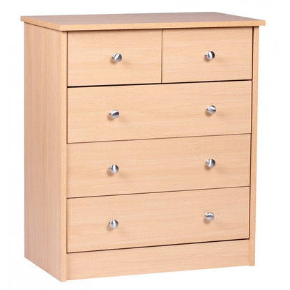 Nancy's Woodbridge Ladekast - Dressoir - 5 lades - Beuken kleur - Spaanplaat / Staal - 60 x 35 x 70 cm