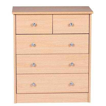 Nancy's Woodbridge Ladekast - Dressoir - 5 lades - Beuken kleur - Spaanplaat / Staal - 60 x 35 x 70 cm