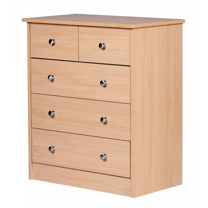 Nancy's Woodbridge Ladekast - Dressoir - 5 lades - Beuken kleur - Spaanplaat / Staal - 60 x 35 x 70 cm